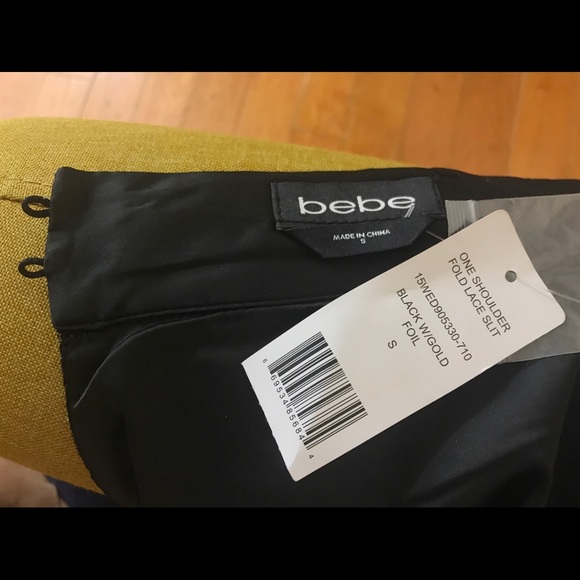 Lace gown black with gold foil lace one shoulder - Picture 5 of 5